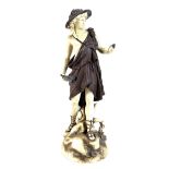 A Rudolstadt ivory porcelain figurine, modelled as a male dressed in a bear skin and carrying a