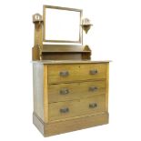 A Art Nouveau oak dressing chest, mirror over three drawers, 91.5 by 48 by 151cm high.