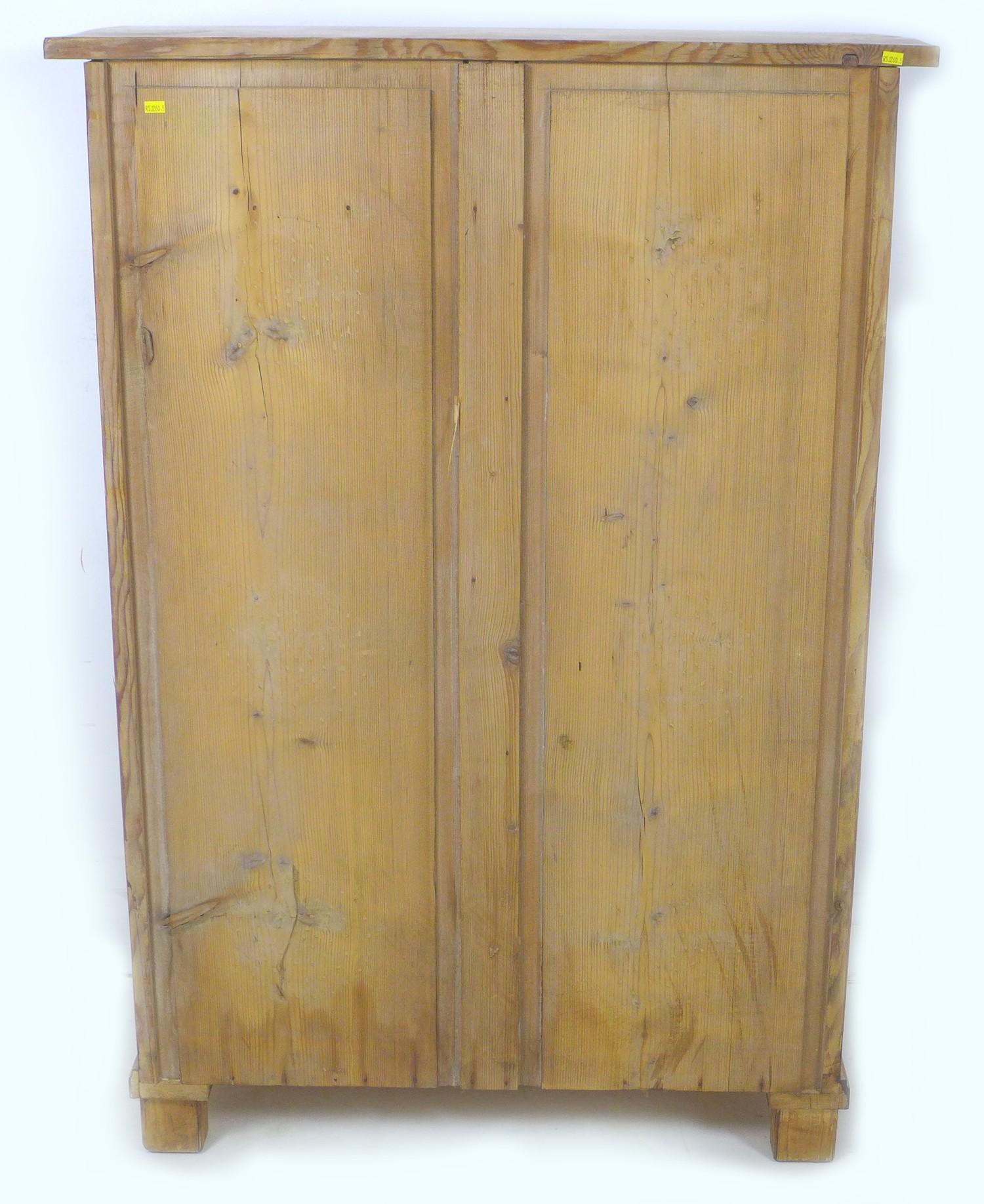 A 19th century Continental pine linen cupboard, possibly French, with single drawer over double - Image 8 of 9