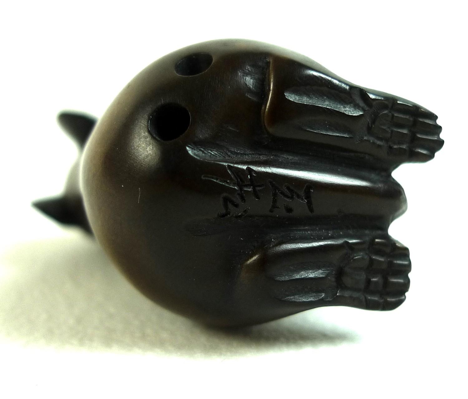 Two Japanese boxwood netsuke, Meiji period, one modelled as two mice eating a pumpkin, with one - Image 9 of 9