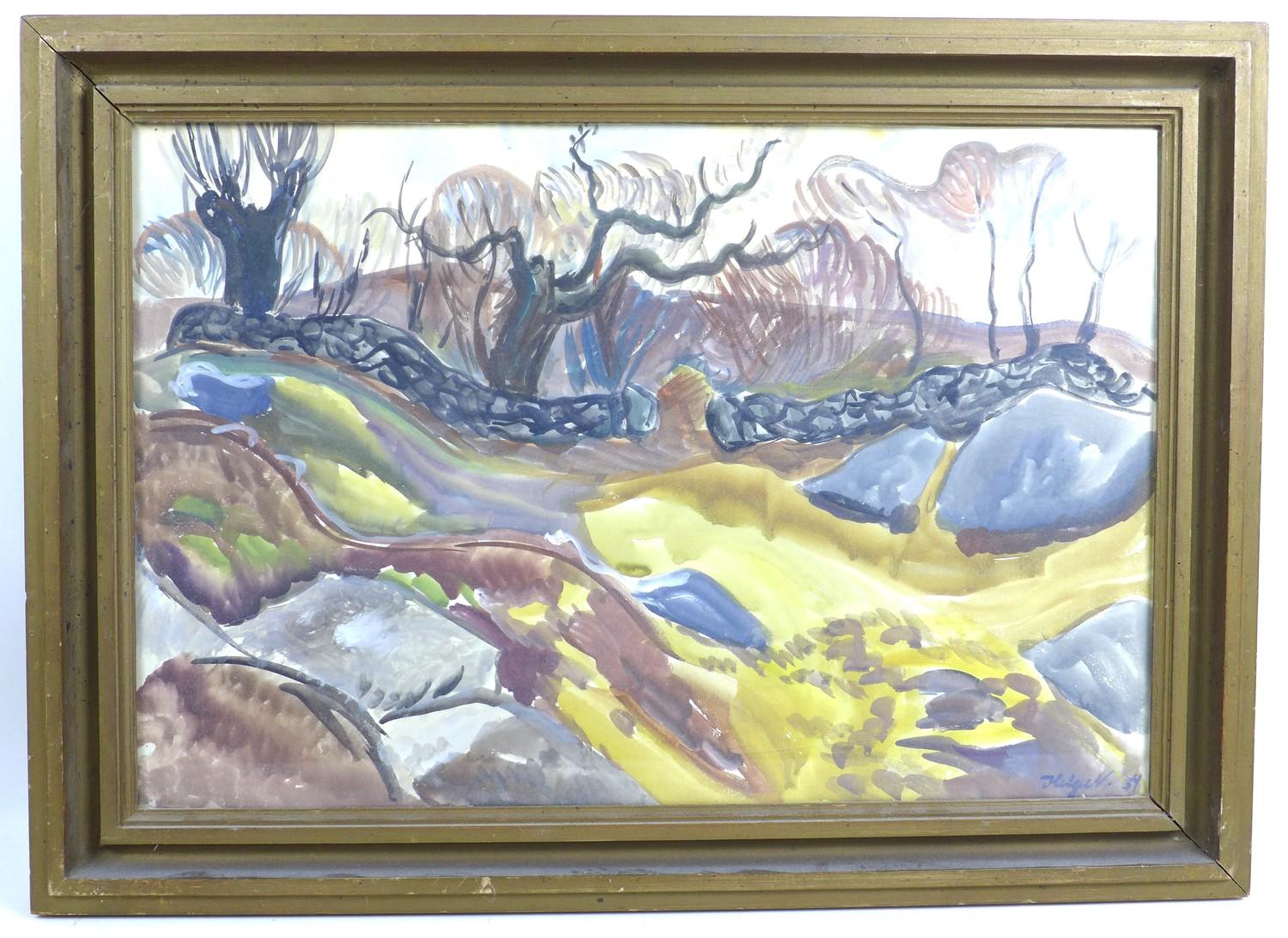 After Helge Nielsen (Danish, 1893-1980): Bornholm, Danmark landscape, watercolour, signed and - Image 2 of 5