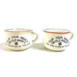 Two Fieldings WWII propaganda novelty miniature chamber pots, comprising 'Jerry' No 1 with image