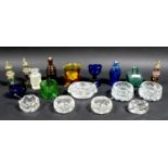 A group of cut and pressed glass, including a Victorian orange glass toothpick holder, 6 by 6.5cm, a