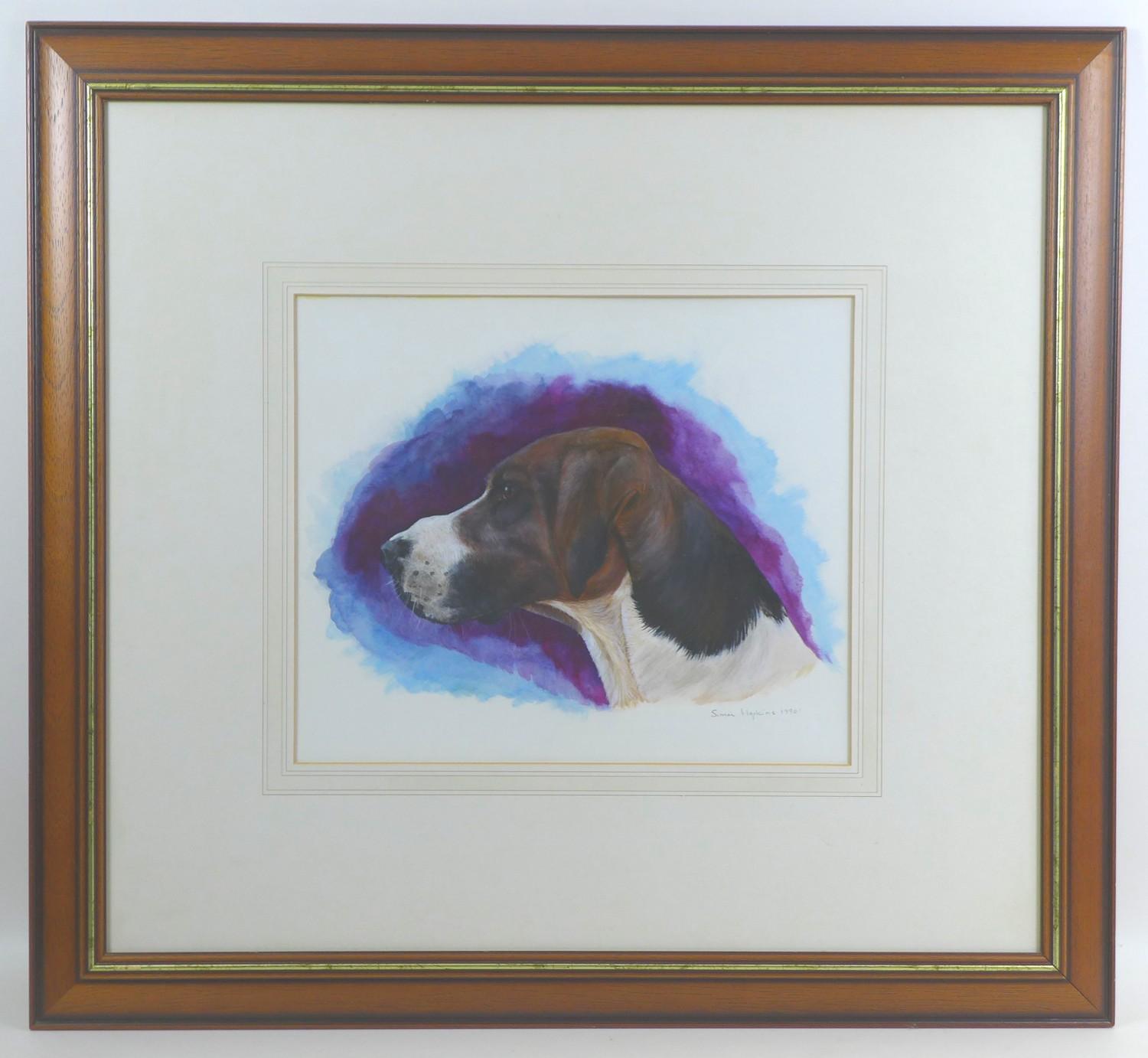 Simon Hopkins (British, 20th century): portrait of a hound, watercolour, signed and dated '1990', 36 - Image 2 of 10