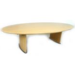 A large modern Sven Christiansen oval conference table, with two pedestal supports, 300 by 150 by