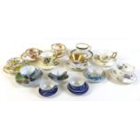 A group of thirteen teacups and saucers, together with an extra blue and white saucer. (14)