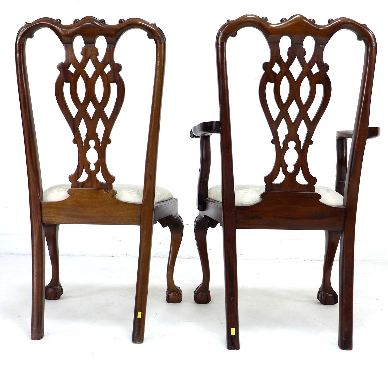 Eight 20th century mahogany Chippendale style dining chairs, comprising six dining chairs, 54.5 by - Image 6 of 6