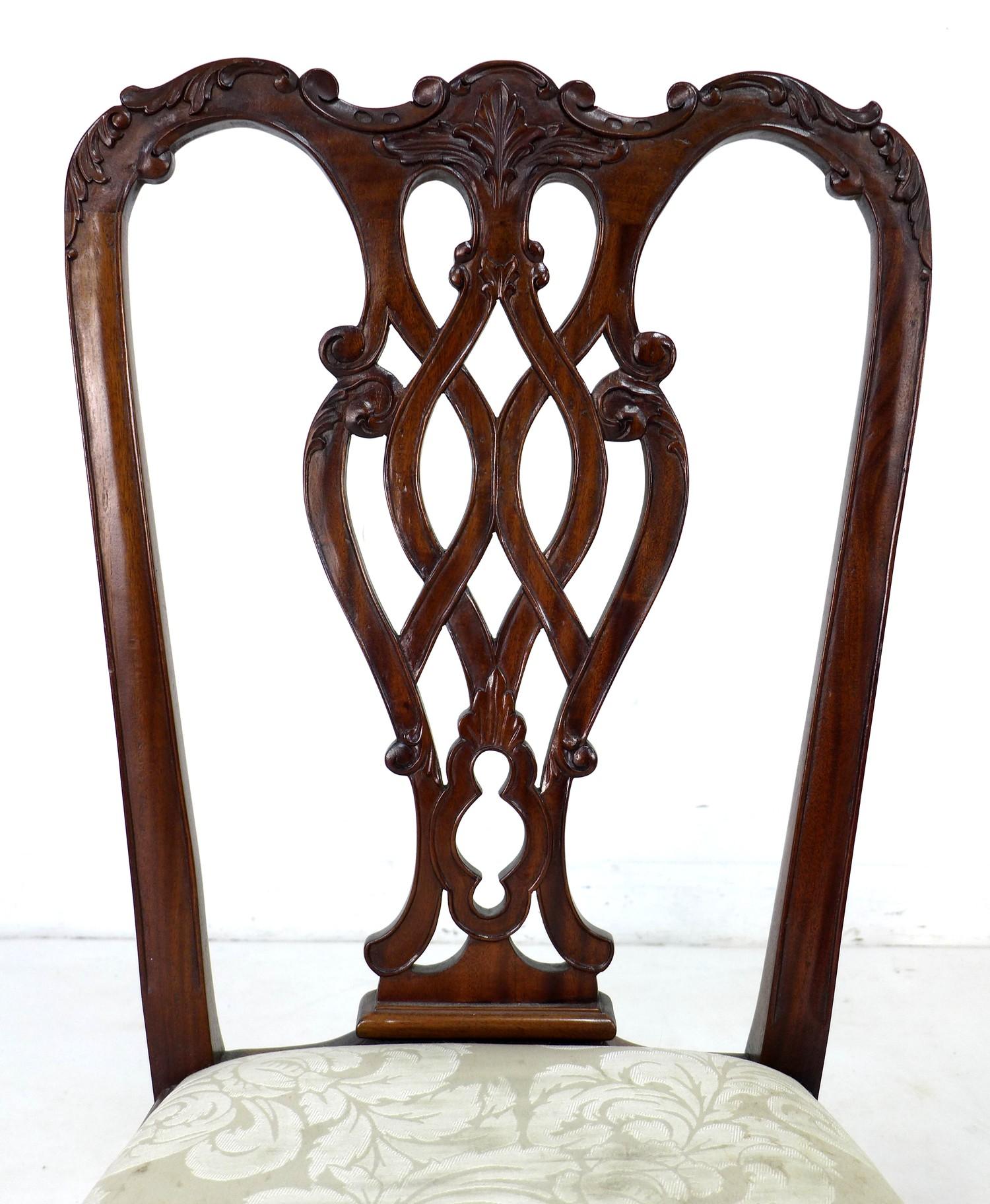 Eight 20th century mahogany Chippendale style dining chairs, comprising six dining chairs, 54.5 by - Image 3 of 6