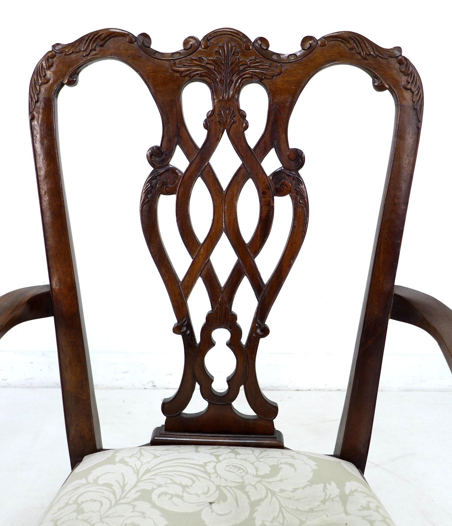 Eight 20th century mahogany Chippendale style dining chairs, comprising six dining chairs, 54.5 by - Image 4 of 6