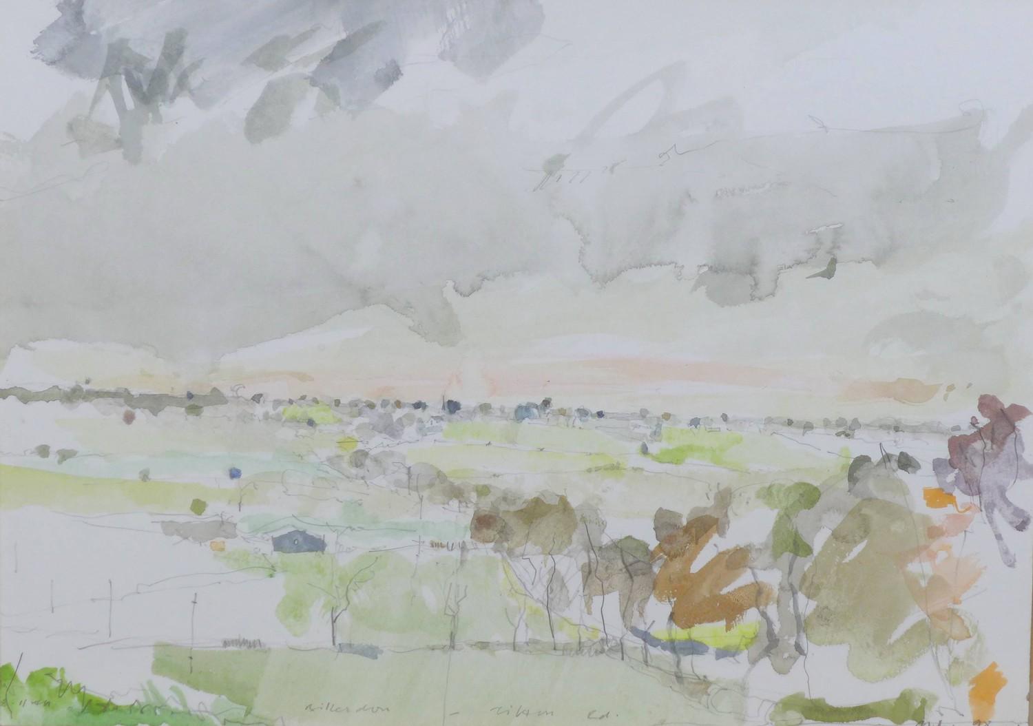 Michael (Mike) R. Hoar ARCA, (British, 1943-2017): Billesdon watercolour landscape, initialled,