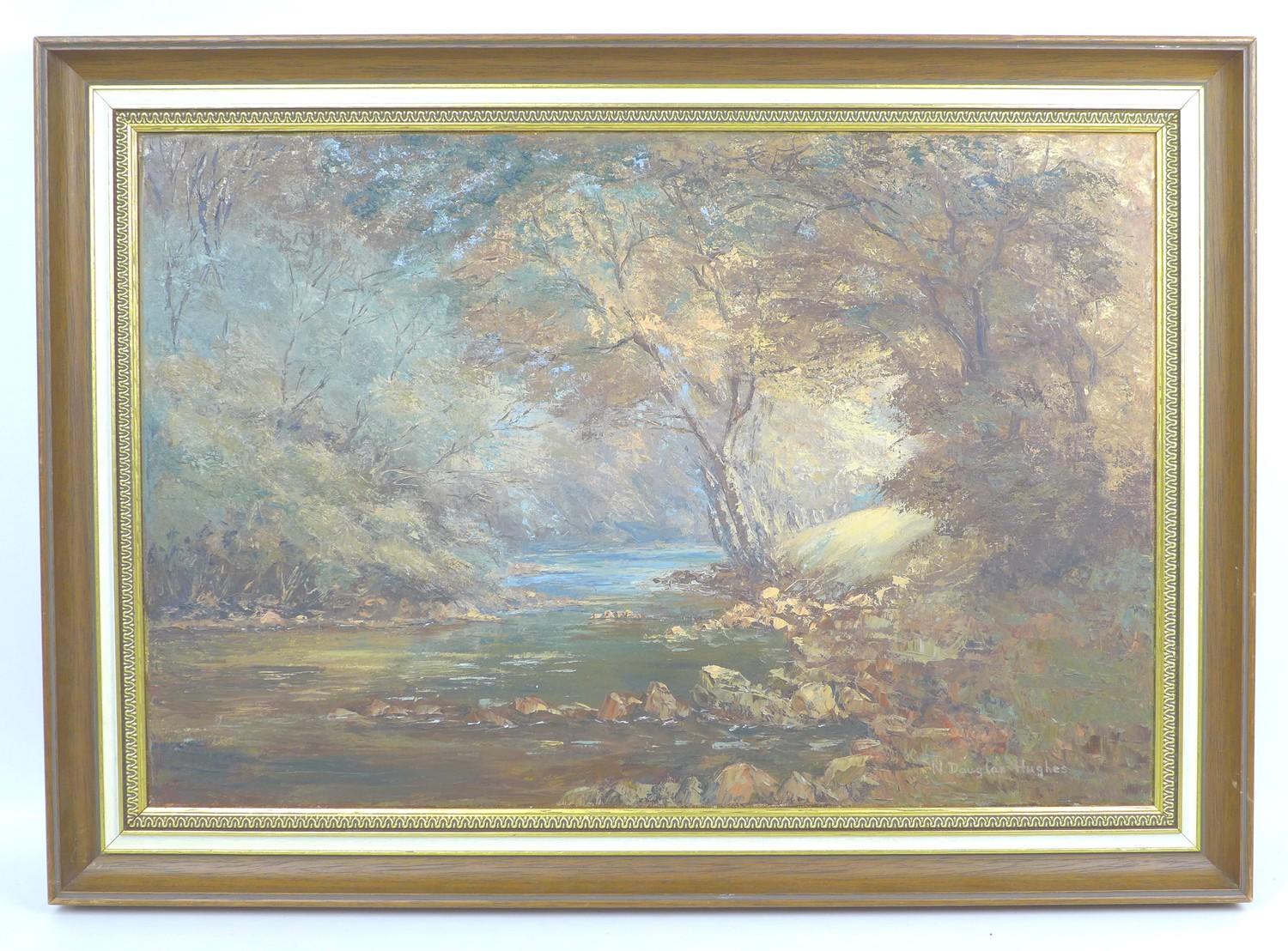 Norman Douglas Hughes (British, late 20th century): Woodland stream watercolour afte Loise - Image 2 of 5