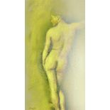 Sergio Mooro (Spanish, contemporary): 'The Yellow Boy', a nude study, acrylic on paper, signed and