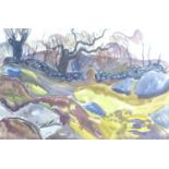 After Helge Nielsen (Danish, 1893-1980): Bornholm, Danmark landscape, watercolour, signed and