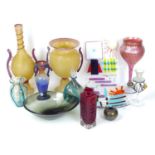 A group of decorative and Studio Glass wares, comprising a Geoffrey Baxter for Whitefriars Greek Key