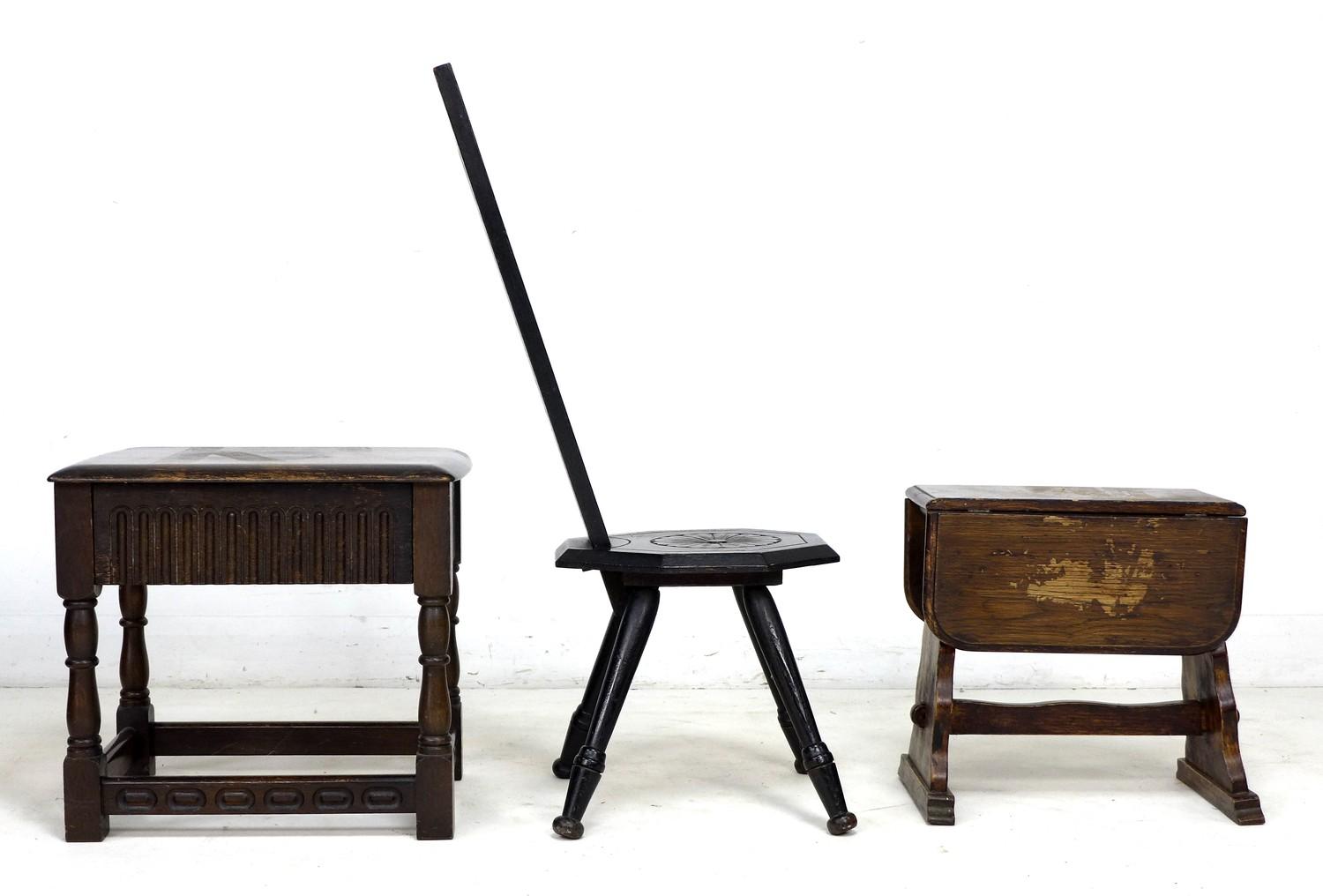 A group of three pieces of modern furniture, comprising a low chair with carved decoration, 50 - Image 2 of 3