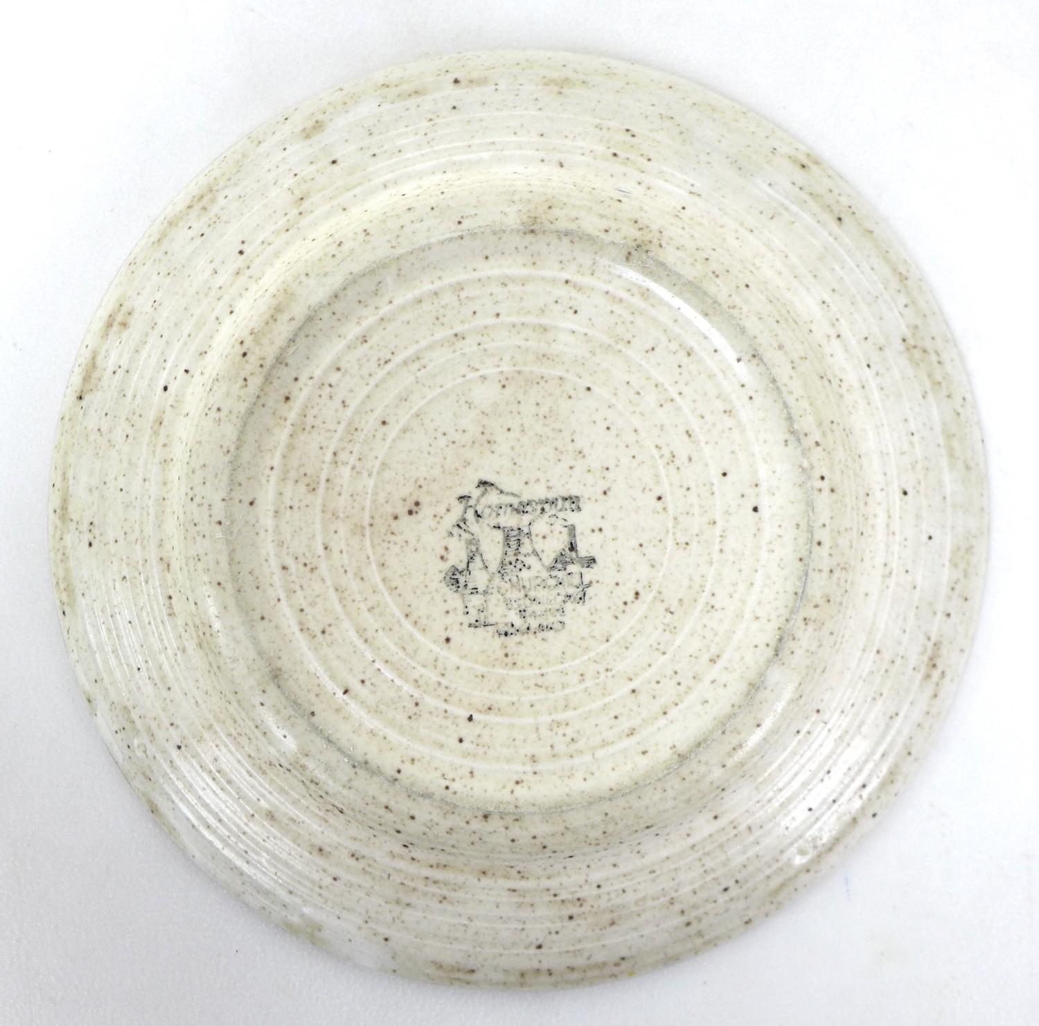 A 20th century studio pottery coffee pot, the cream on biscuit textured ground decorated with sky - Image 2 of 5