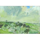 Michael (Mike) R. Hoar ARCA (British, 1943-2017): watercolour landscape Billesdon Leicestershire,