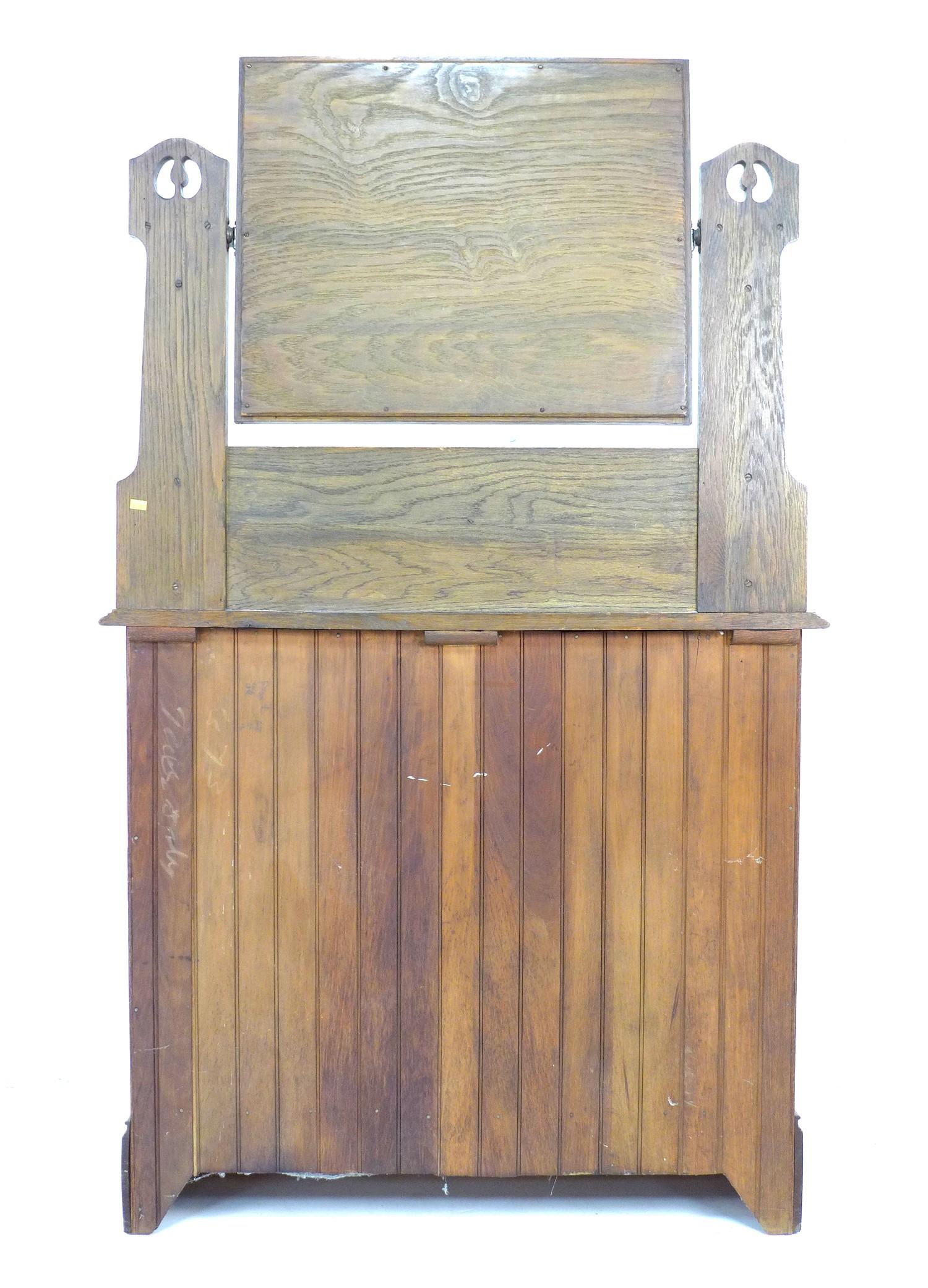 A Art Nouveau oak dressing chest, mirror over three drawers, 91.5 by 48 by 151cm high. - Image 4 of 4