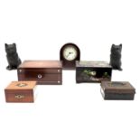 A group of collectables, comprising a vintage Magneta electric mantel clock, 15 by 7.5 by 18cm high,