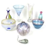 A group of decorative Studio Glass wares, including a Boda Artist Collection, Sweden, trumpet shaped