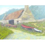Norman Douglas Hughes (British, late 20th century): Martin's Haven Pembrokeshire landscape oil on