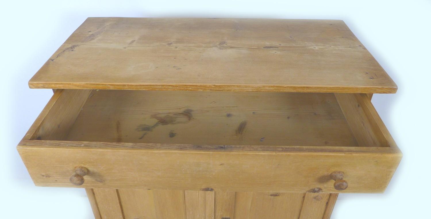 A 19th century Continental pine linen cupboard, possibly French, with single drawer over double - Image 2 of 9