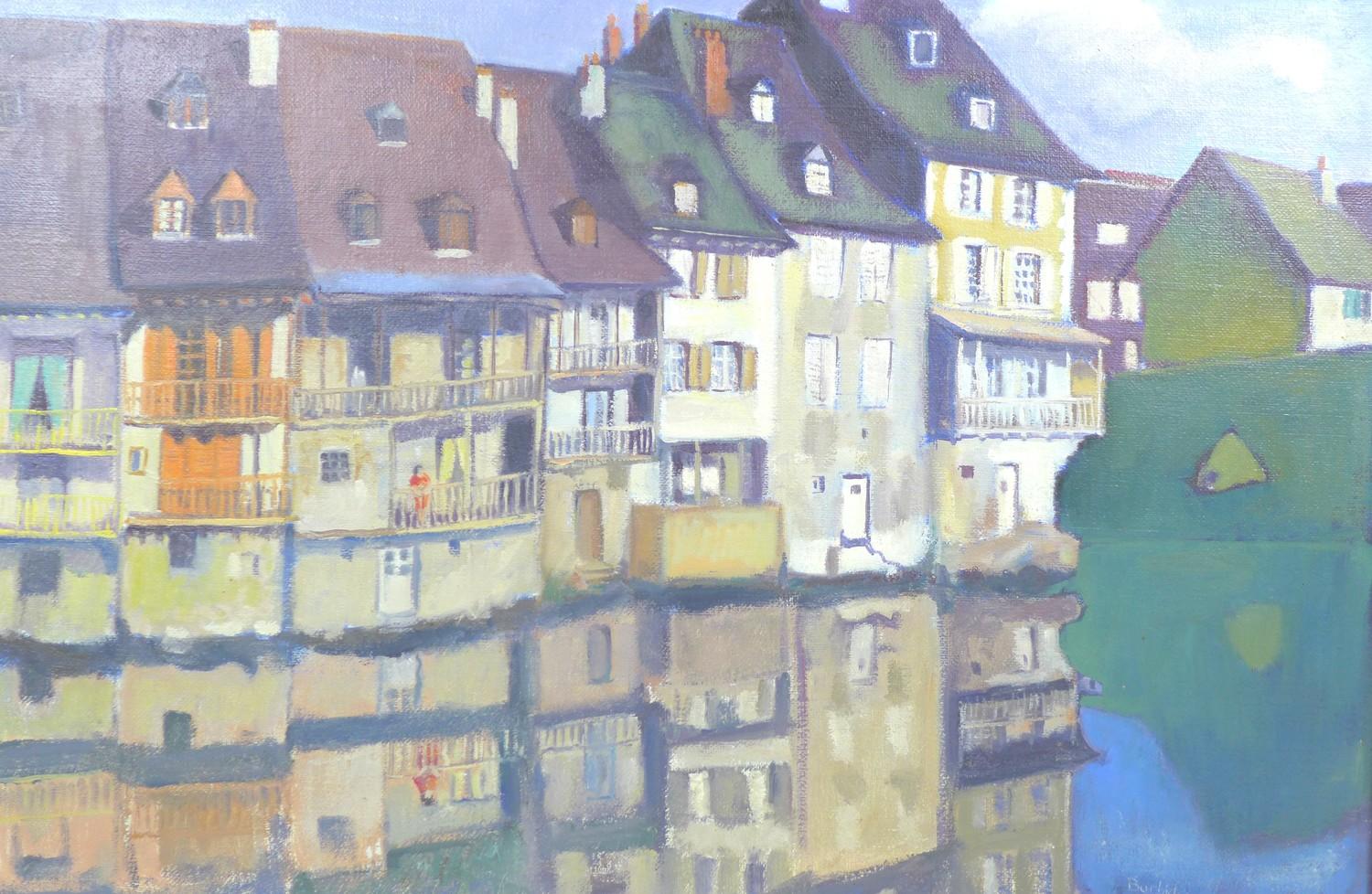 Edwina Burbridge (English, 20th century): Espalion France river scene, signed, with title and