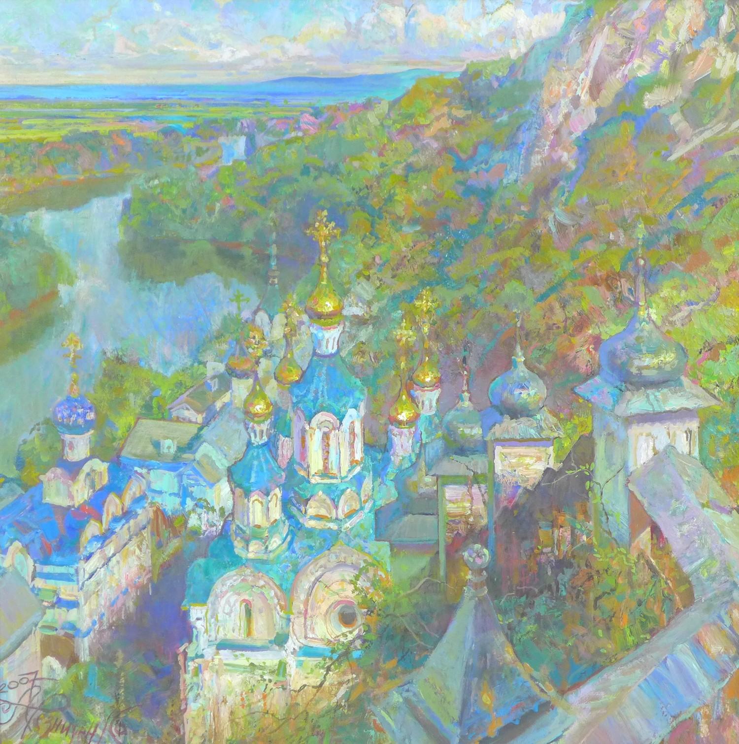Alexandr Reznichenko (Ukraine, b. 1968): Ukrainian landscape with Church steeples, signed and