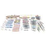 A collection of die-cast and plastic toy model ships, including thirty-five die-cast models by