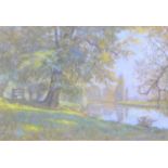 British School (20th century): Two pastel landscapes, both signed with monogrammed, possibly 'MJLF',