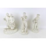 A Copeland Parian Flute Player, missing flute, signed 'R. Monti 1870' and with impressed factory