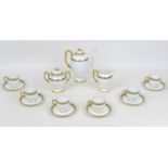 A 1920s Royal Albert Greek key pattern coffee set, comprising coffee pot, 16 by 9 by 18cm high, a