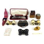 A collection of vertu and collectables, comprising a group of two silver handled button hooks and