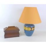 A late 20th century table lamp, with ceramic base, indistinctly signed, lamp base 18 by 25cm high,