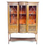 An Edwardian mahogany and line inlaid display cabinet, in Sheraton style, with two astragal glazed