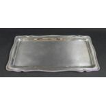 An Egyptian 800 silver tray, or rectangular form with shaped outline and decorative bead border,