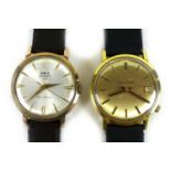 Two vintage gentleman's gold plated wristwatches, comprising a Bulova Accutron, Series 218 Date,