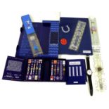 A collection of Swatch watches and badges, comprising Swatch 'Lucky 7' Club Watch 98, in original
