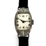 A Rolex 18ct gold cased and diamond set, Art Deco, lady's wristwatch, with Swiss unnamed movement,
