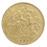 An Edward VII gold half sovereign, 1907.