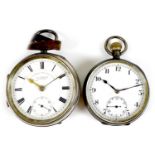 Two silver pocket watches, comprising an Edward VII silver open faced pocket watch, J. G. Graves,