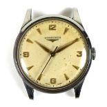A Longines stainless steel gentleman's wristwatch, ref. 4585, circa 1950s, circular champagne dial