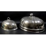 A Regency Sheffield plate cloche, of oval lobed form with large cast finial, armorial engraved, 50.5