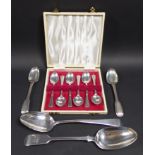 A group of Georgian and later silver spoons, comprising a George III silver Hanoverian pattern table