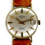 A Rotary 9ct gold cased gentleman's wristwatch, circa 1970, circular silvered dial with gold and