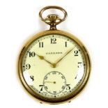 A Garrard gold plated pocket watch, circa 1980s, open faced, keyless wind, the white enamel dial