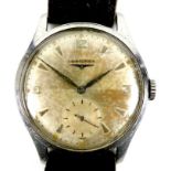 A Longines stainless steel gentleman's wristwatch, ref. 6263, circa 1950s, circular silvered