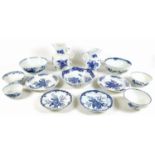 A collection of 18th century and later blue and white ceramic bowls, plates and jugs, mostly