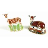 Two Royal Crown Derby paperweights, modelled as ?Deer?, Designed Exclusively for The Royal Crown
