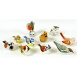A group of ten small Royal Crown Derby paperweights, all modelled as birds, comprising 'Waxwing',